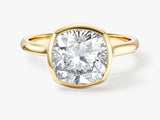 Bezel Cushion Moissanite Engagement Ring (3.00 CT)
