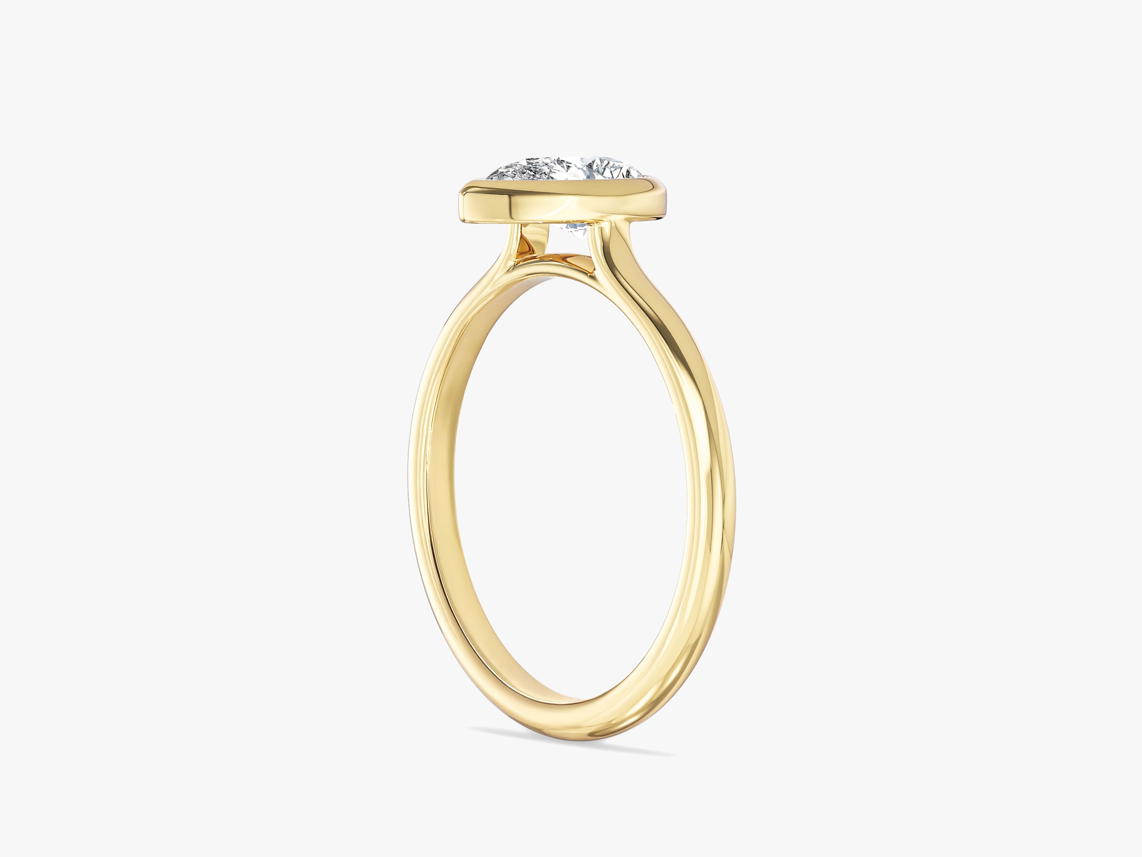 Bezel Pear Lab Grown Diamond Engagement Ring (1.00 CT)