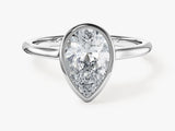 Bezel Pear Moissanite Engagement Ring (2.00 CT)
