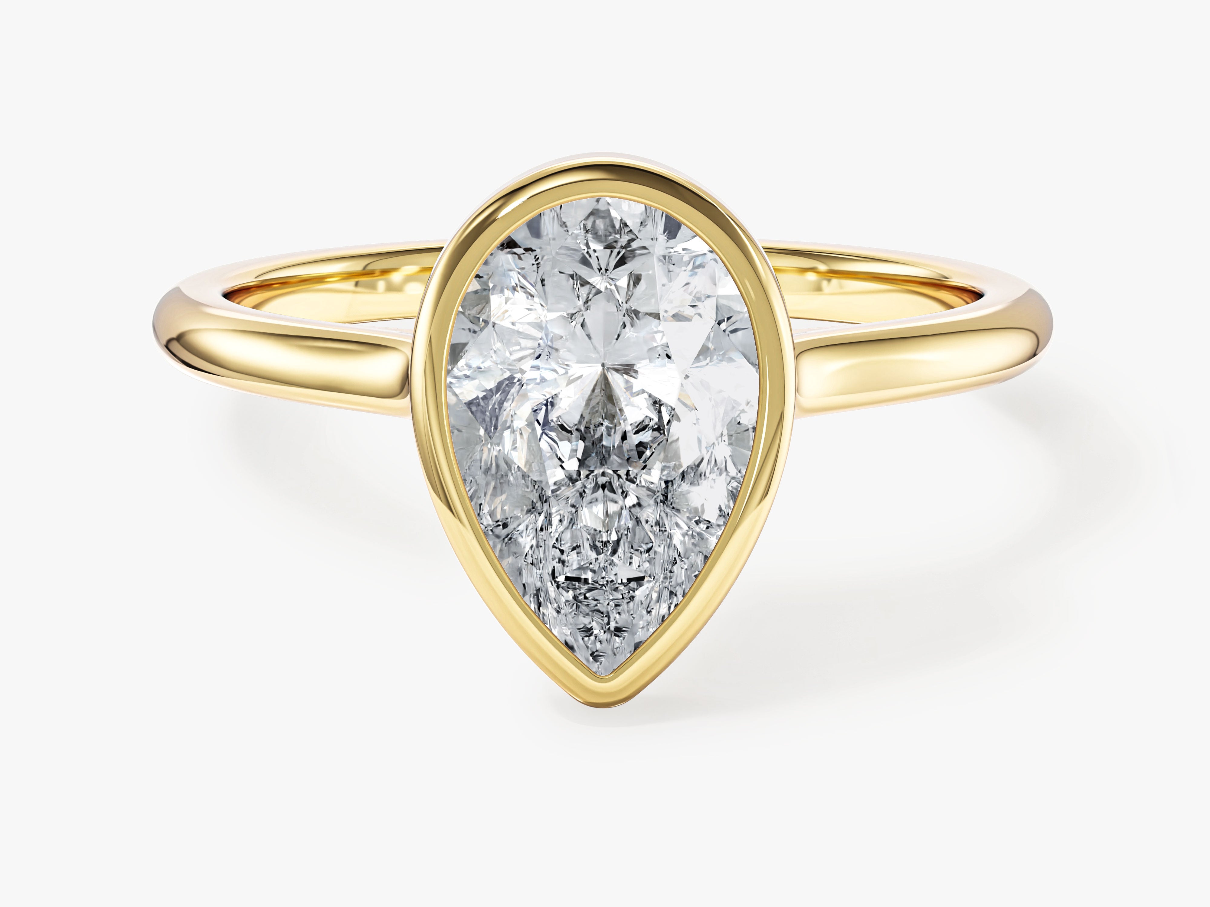 Bezel Pear Moissanite Engagement Ring (2.00 CT)