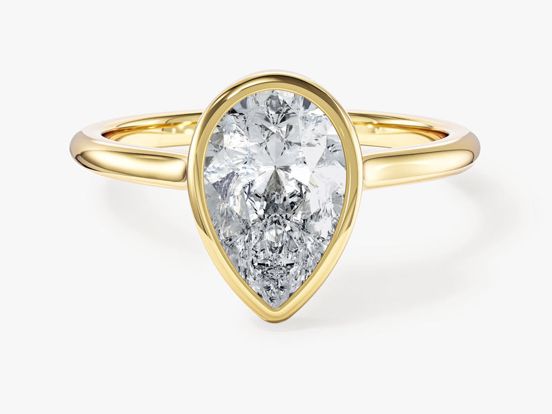 Bezel Pear Moissanite Engagement Ring (2.00 CT)