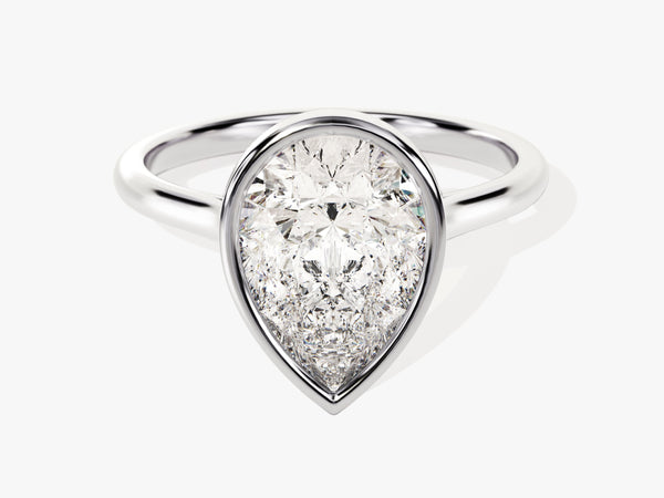 Bezel Pear Moissanite Engagement Ring (3.00 CT)