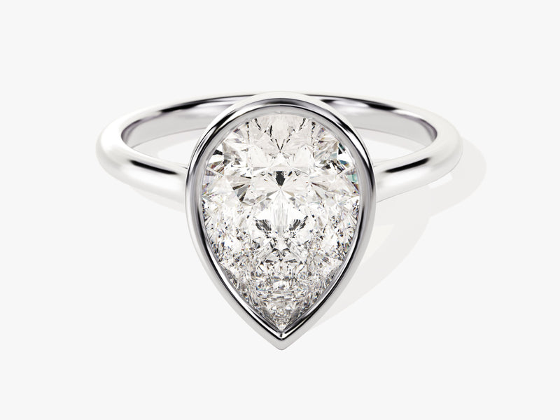 Bezel Pear Moissanite Engagement Ring (3.00 CT)