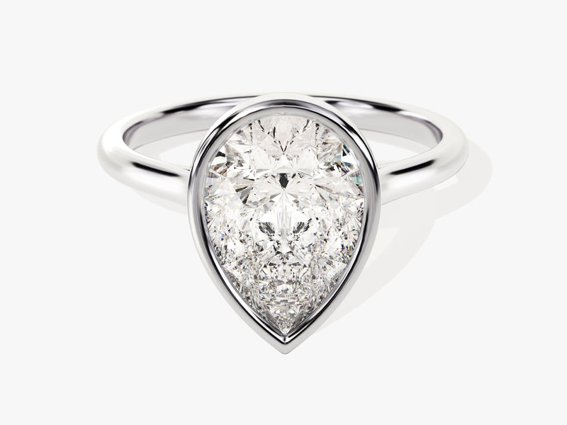 Bezel Pear Lab Grown Diamond Engagement Ring (3.00 CT)