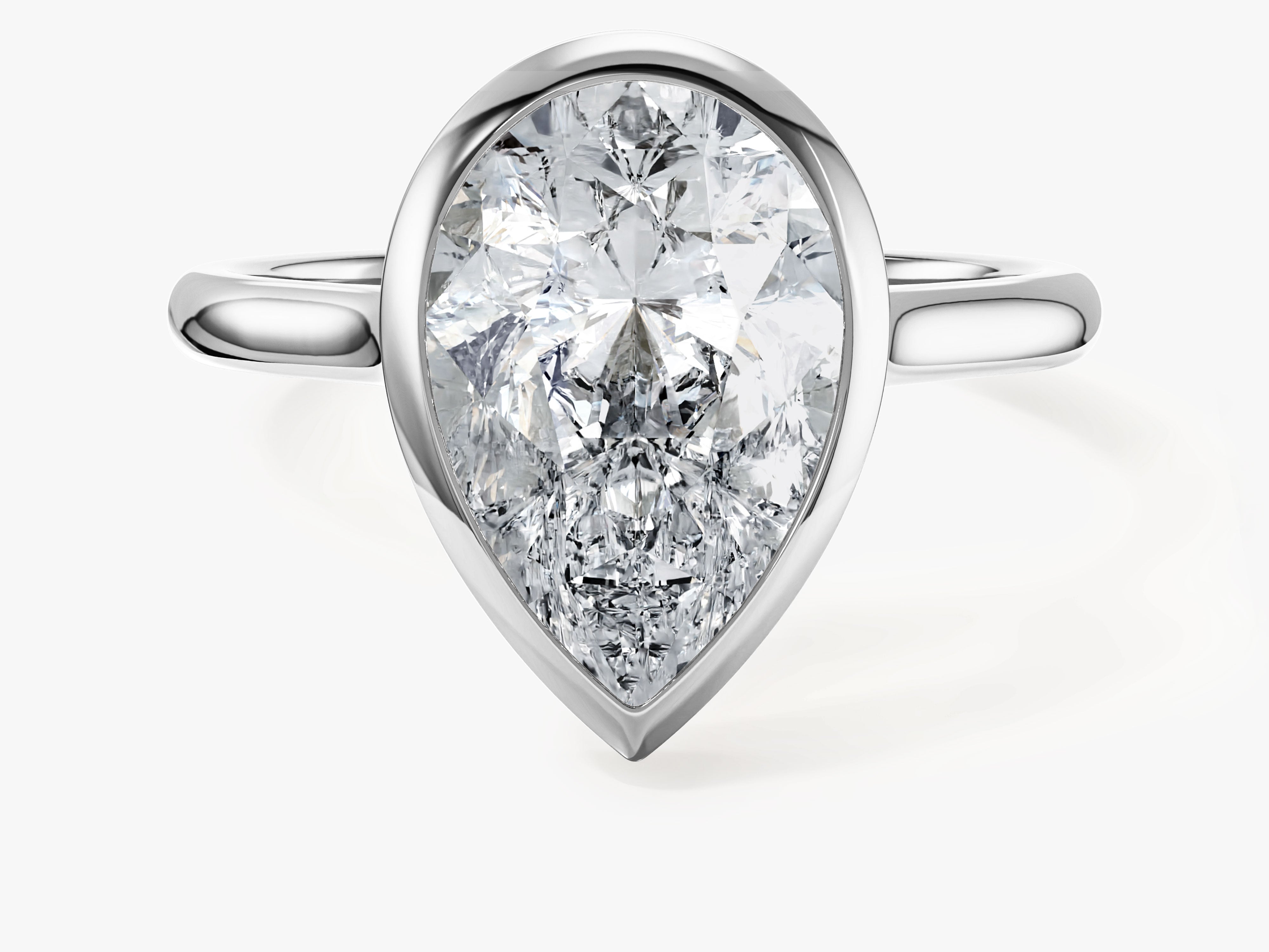 Bezel Pear Moissanite Engagement Ring (3.00 CT)