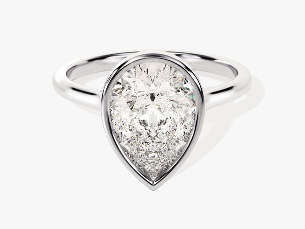Bezel Pear Diamond Engagement Ring (3.00 CT)