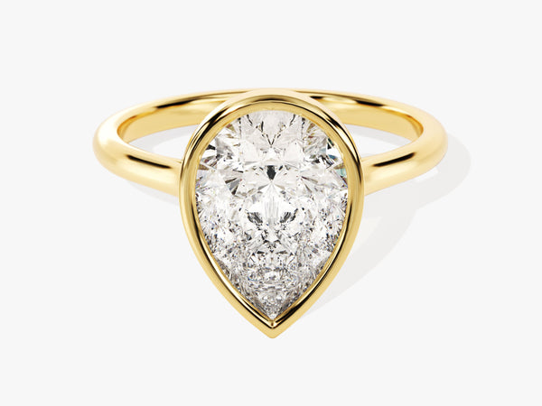 Bezel Pear Diamond Engagement Ring (3.00 CT)