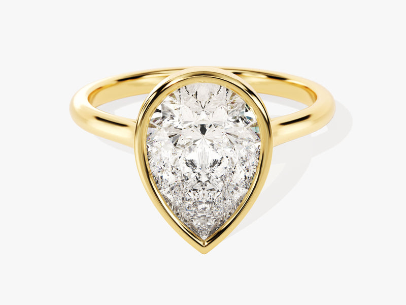 Bezel Pear Diamond Engagement Ring (3.00 CT)