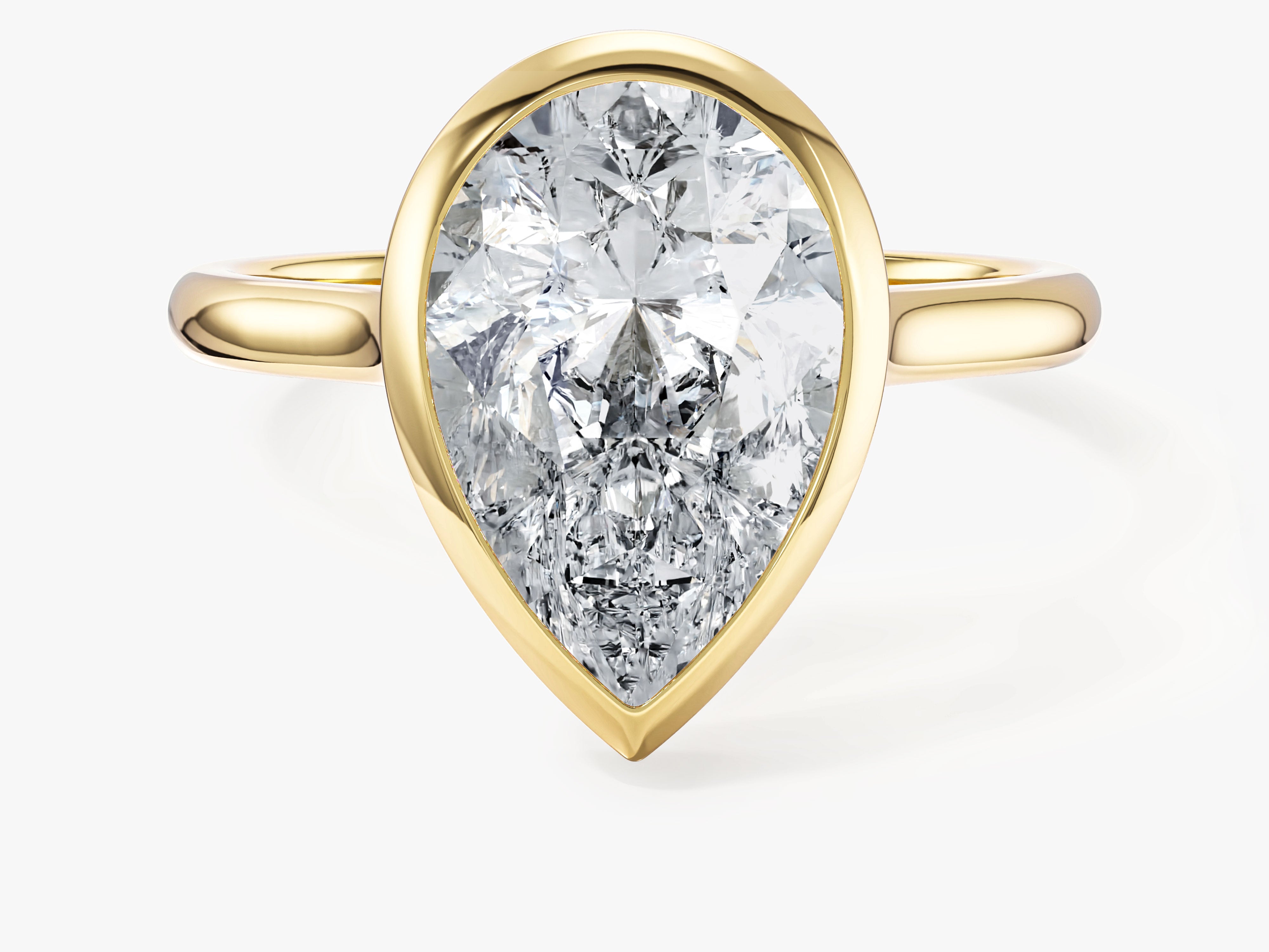 Bezel Pear Moissanite Engagement Ring (3.00 CT)