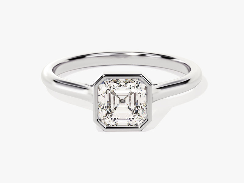 Bezel Asscher Moissanite Engagement Ring (1.00 CT)