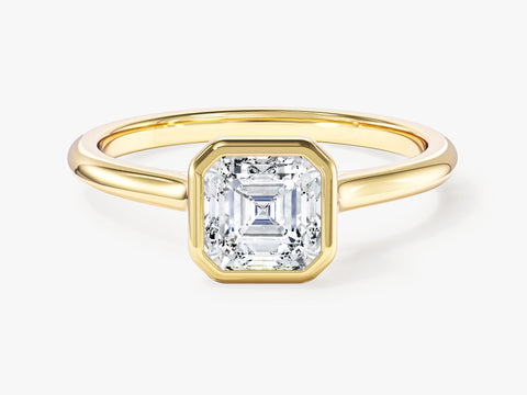 Bezel Asscher Moissanite Engagement Ring (1.00 CT)