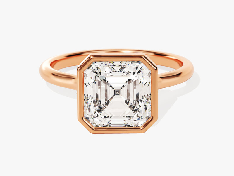 Bezel Asscher Lab Grown Diamond Engagement Ring (3.00 CT)