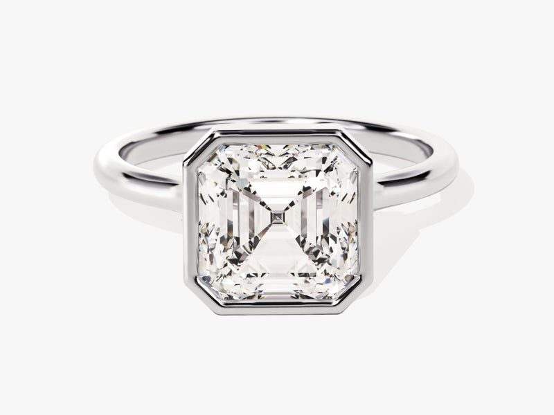 Bezel Asscher Lab Grown Diamond Engagement Ring (3.00 CT)