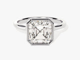Bezel Asscher Moissanite Engagement Ring (3.00 CT)