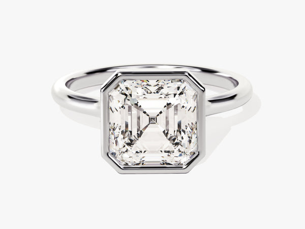 Bezel Asscher Moissanite Engagement Ring (3.00 CT)