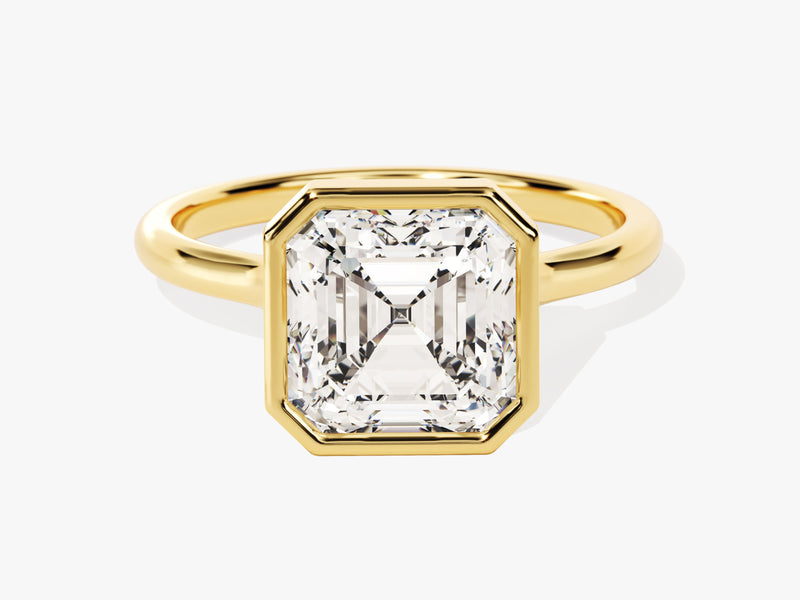 Bezel Asscher Lab Grown Diamond Engagement Ring (3.00 CT)