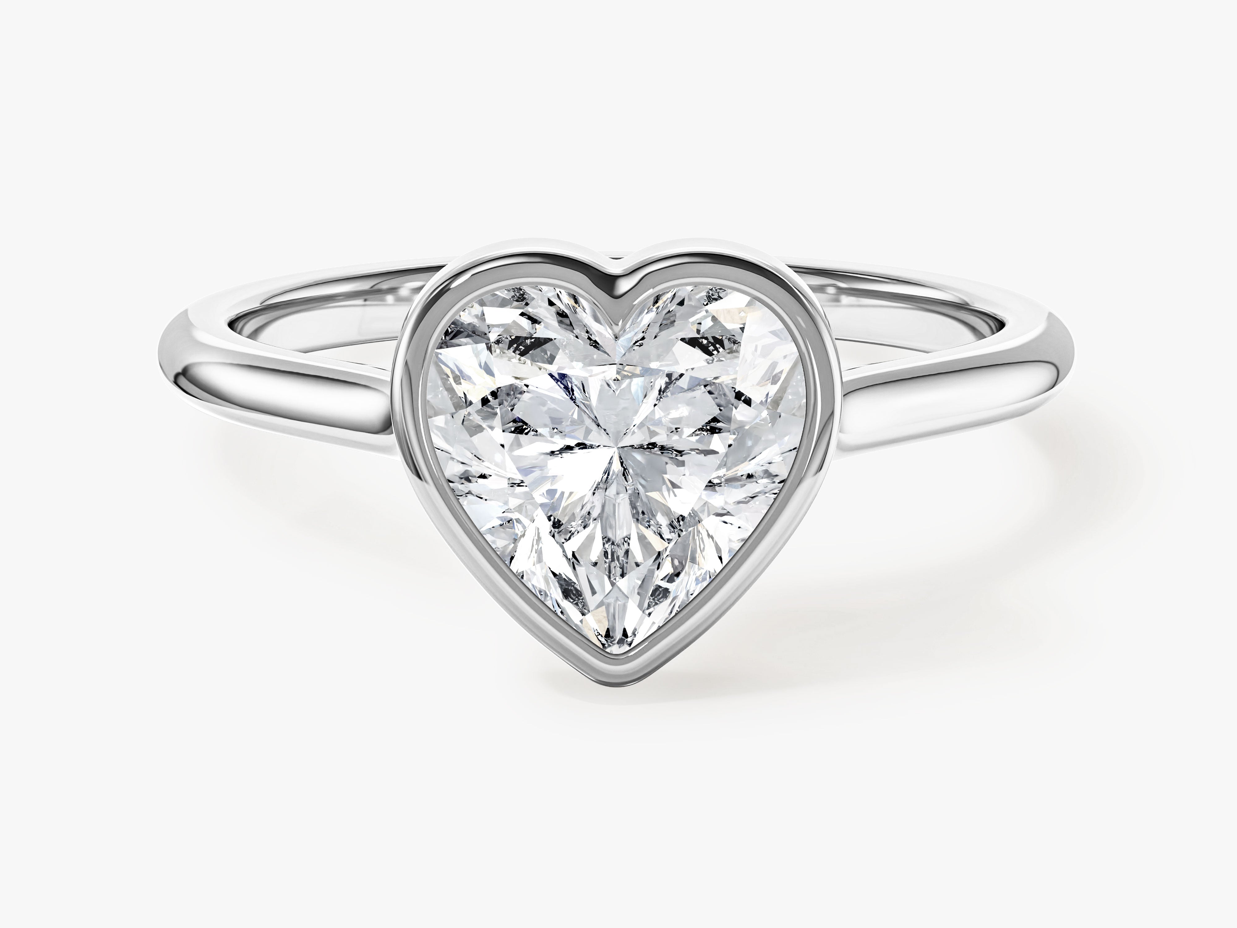Bezel Heart Moissanite Engagement Ring (1.50 CT)