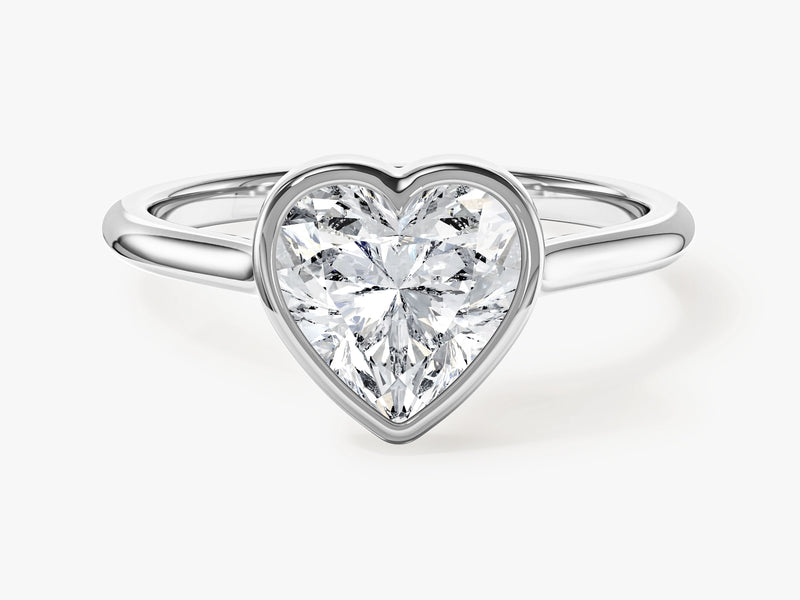 Bezel Heart Moissanite Engagement Ring (1.50 CT)