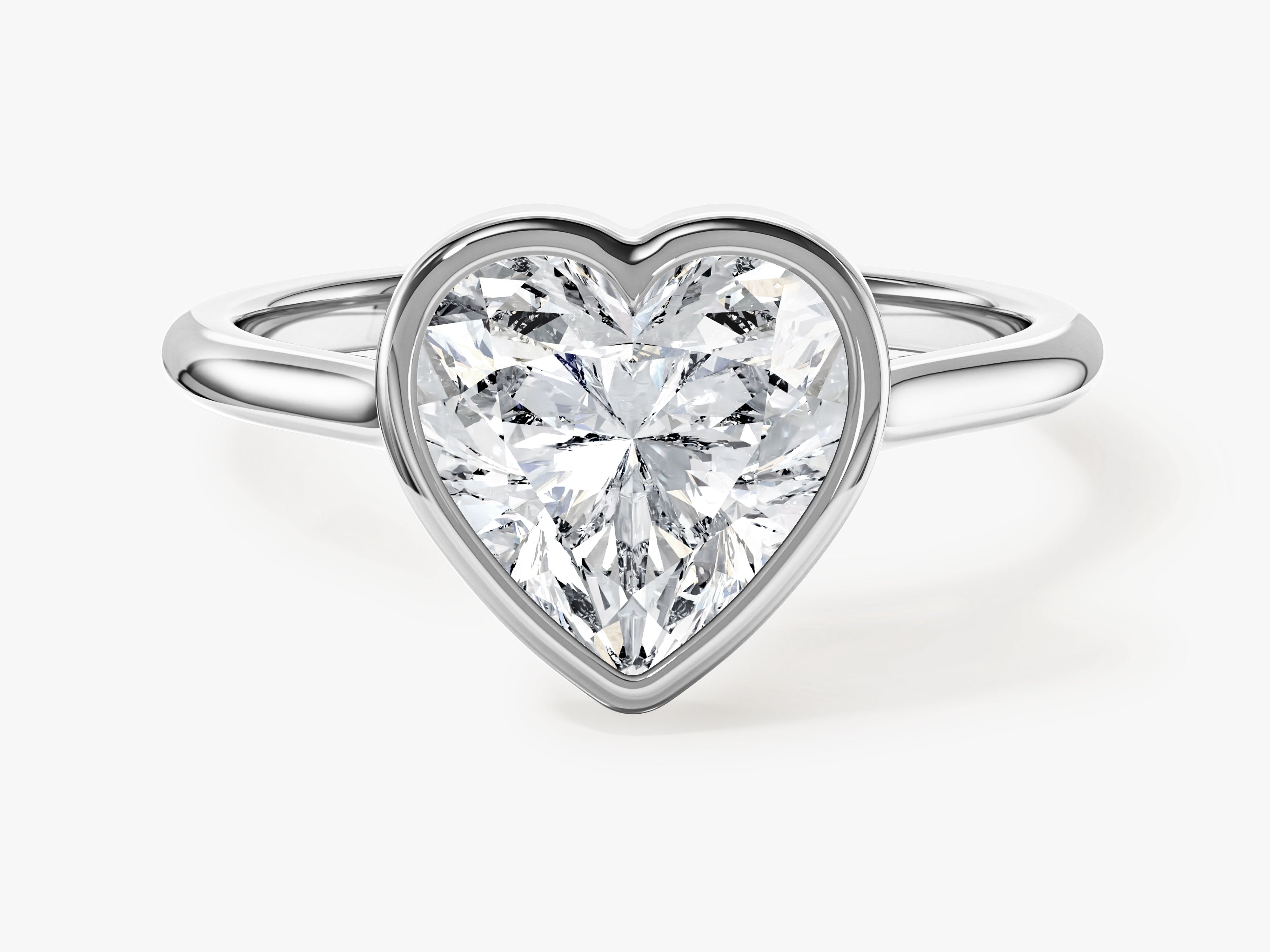 Bezel Heart Moissanite Engagement Ring (2.00 CT)