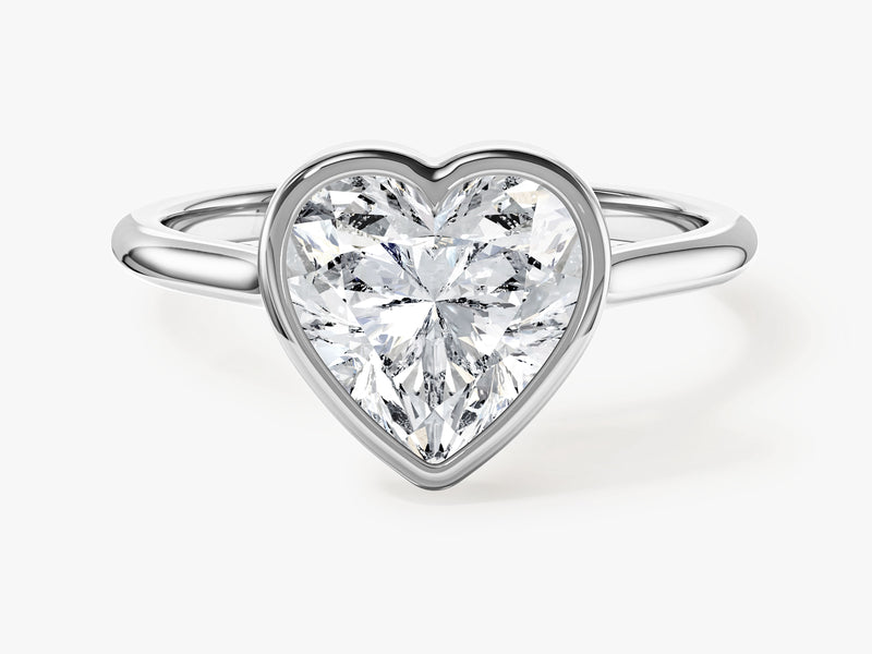 Bezel Heart Moissanite Engagement Ring (2.00 CT)