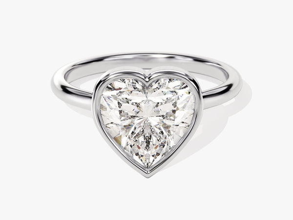 Bezel Heart Moissanite Engagement Ring (3.00 CT)
