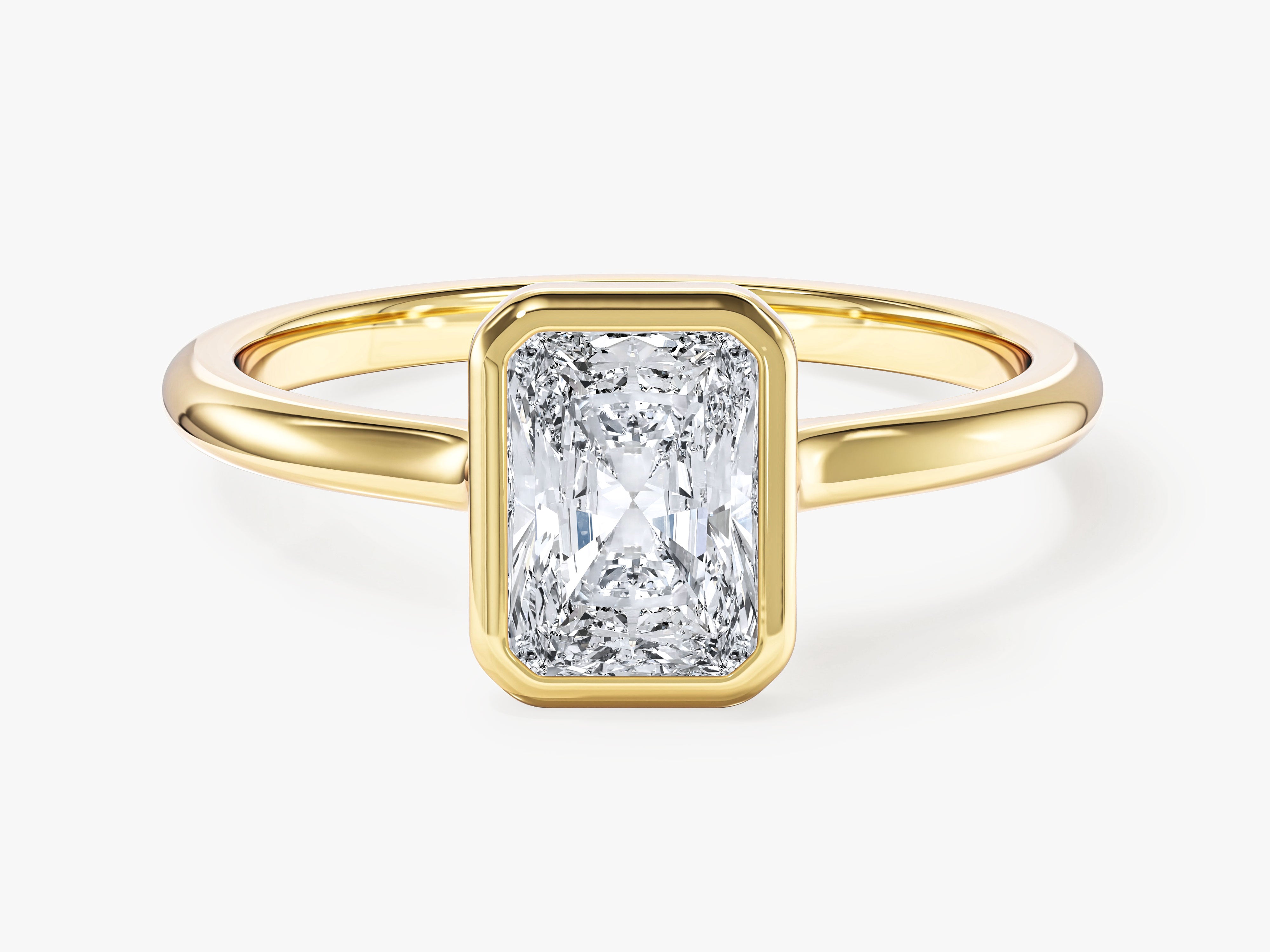 Bezel Radiant Moissanite Engagement Ring (1.00 CT)