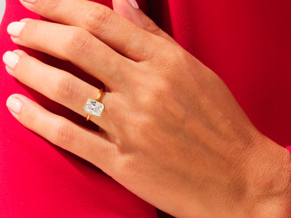 Bezel Radiant Moissanite Engagement Ring (3.00 CT)