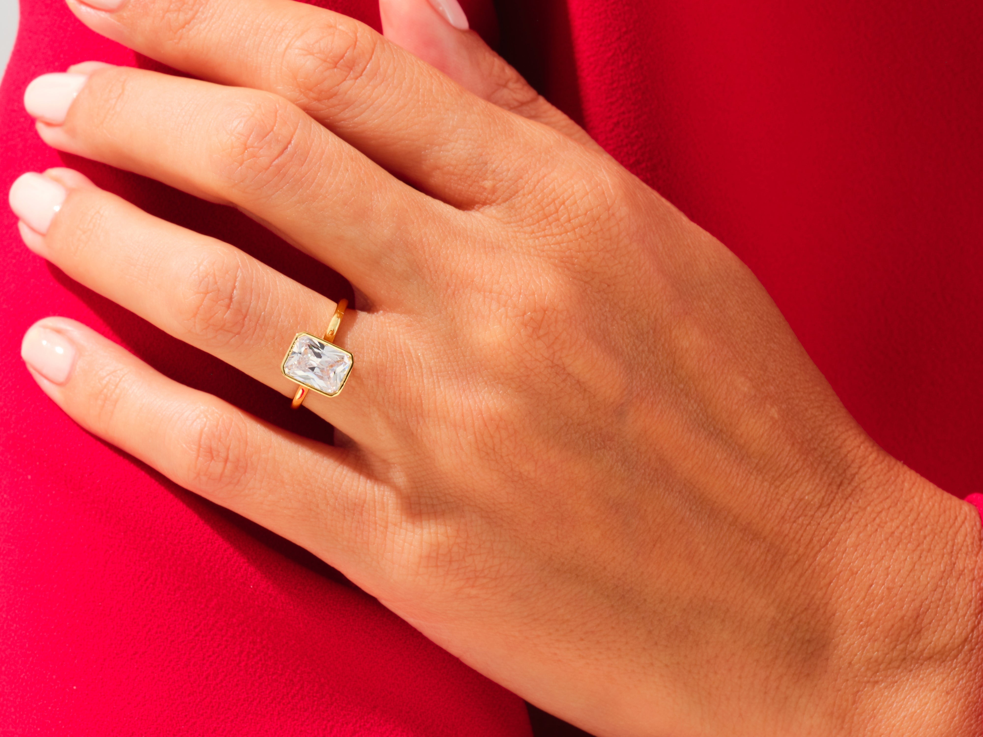 Bezel Radiant Lab Grown Diamond Engagement Ring (3.00 CT)