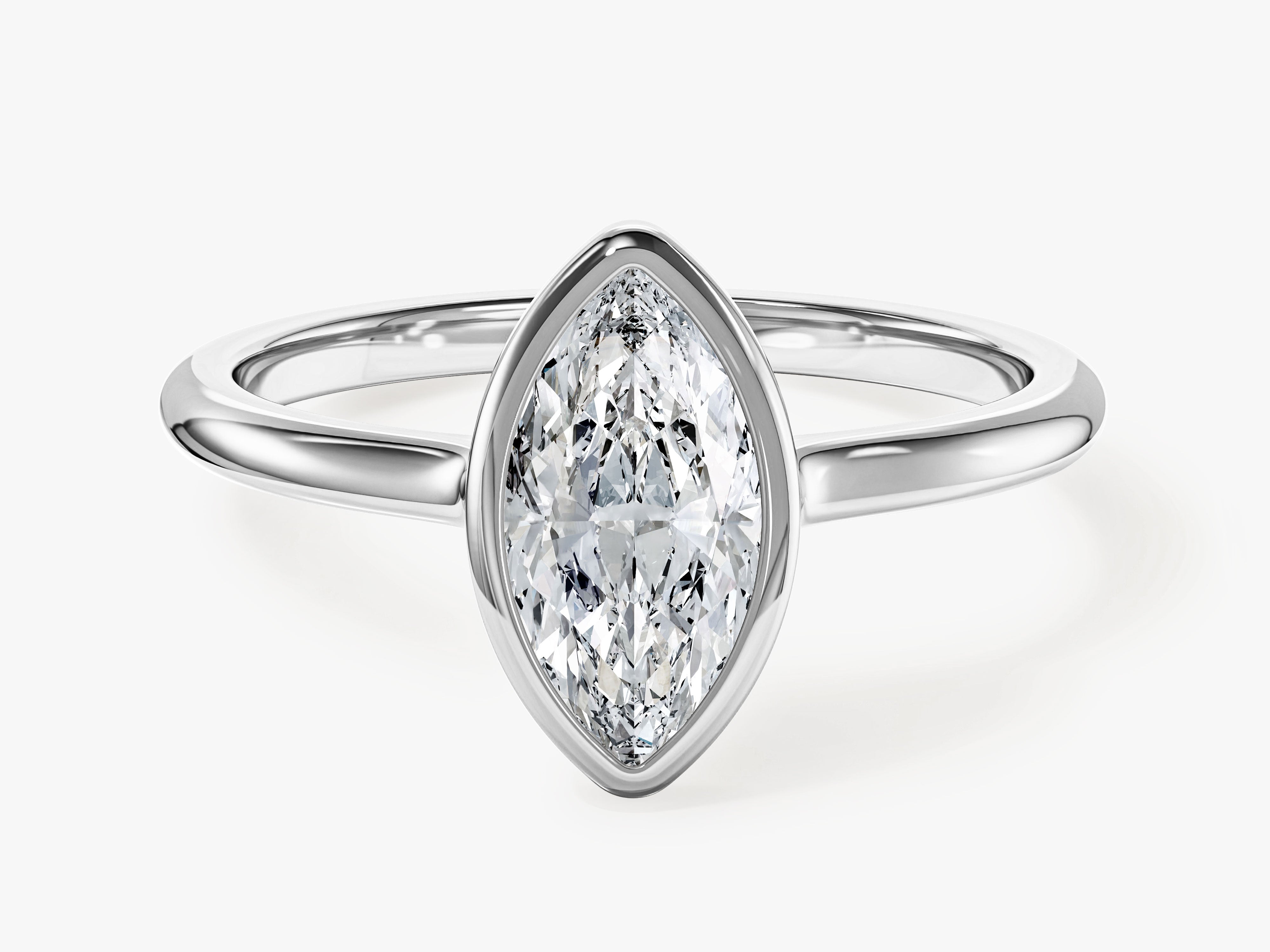 Bezel Marquise Moissanite Engagement Ring (1.00 CT)