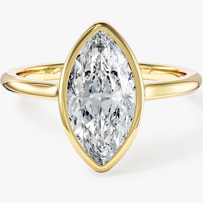 Bezel Marquise Moissanite Engagement Ring (2.00 CT)