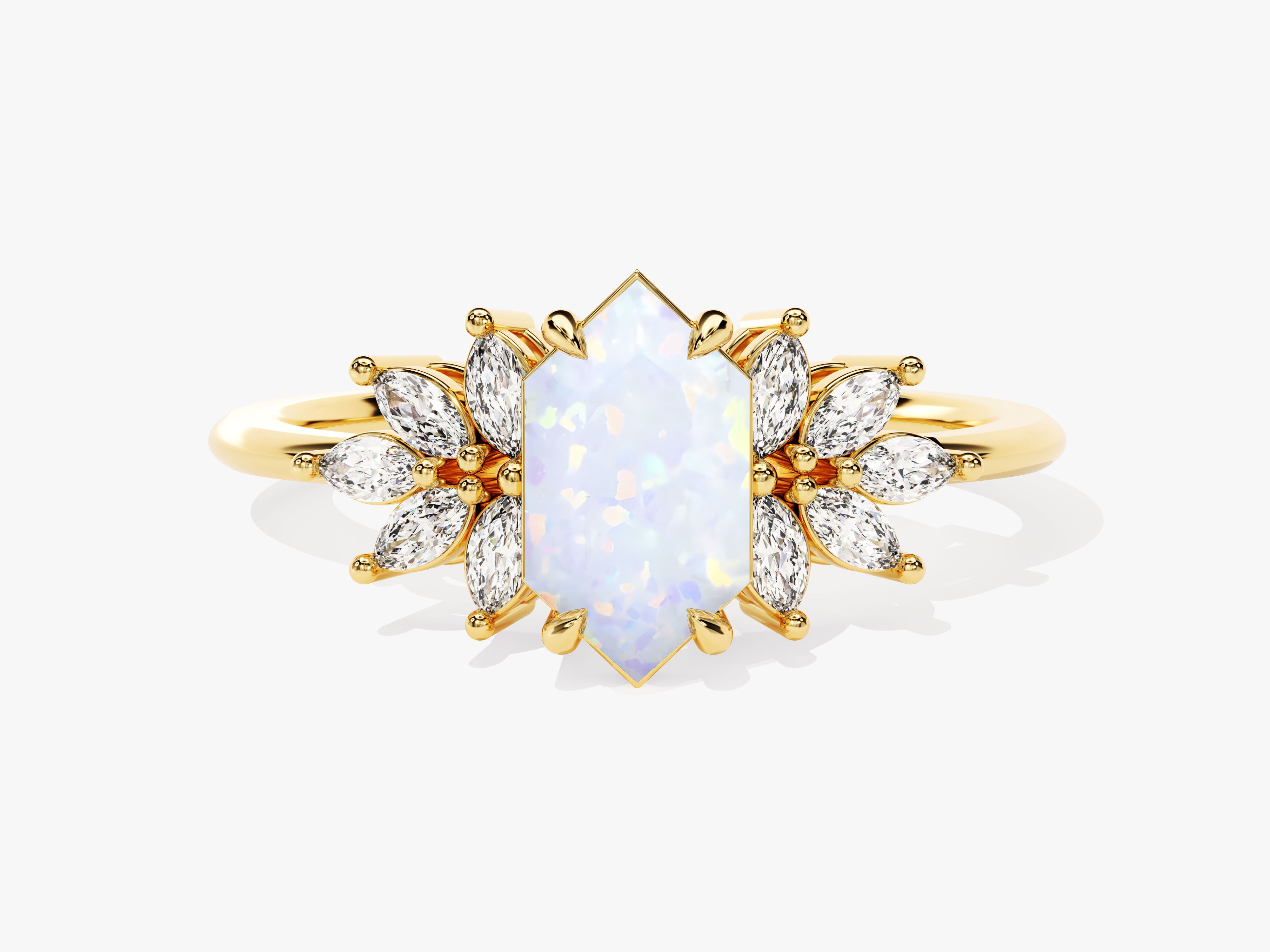 Gold ring with opal and diamond accents