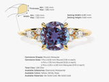 Round Lab Alexandrite Engagement Ring with Moissanite Sidestones