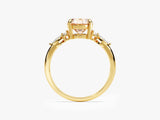 Round Cut Peach Morganite Engagement Ring with Marquise and Round Sidestones