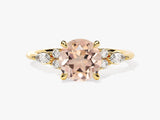 Gold ring with peach morganite and diamonds