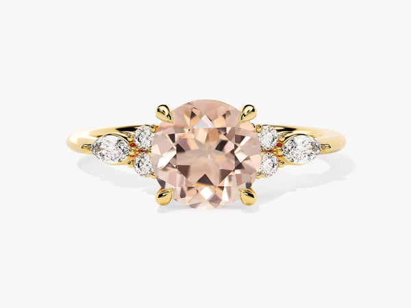 Gold ring with peach morganite and diamonds