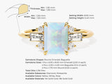 Emerald Cut Opal Engagement Ring with Moissanite Sidestones