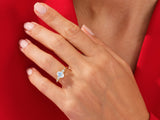 Oval Moonstone Engagement Ring with Moissanite Sidestones