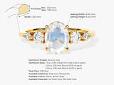 Oval Moonstone Engagement Ring with Moissanite Sidestones