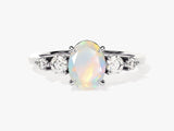 Oval Opal Engagement Ring with Moissanite Sidestones