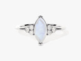 Marquise Moonstone Engagement Ring with Moissanite Sidestones