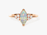 Marquise Opal Engagement Ring with Moissanite Sidestones