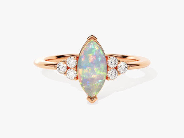 Marquise Opal Engagement Ring with Moissanite Sidestones