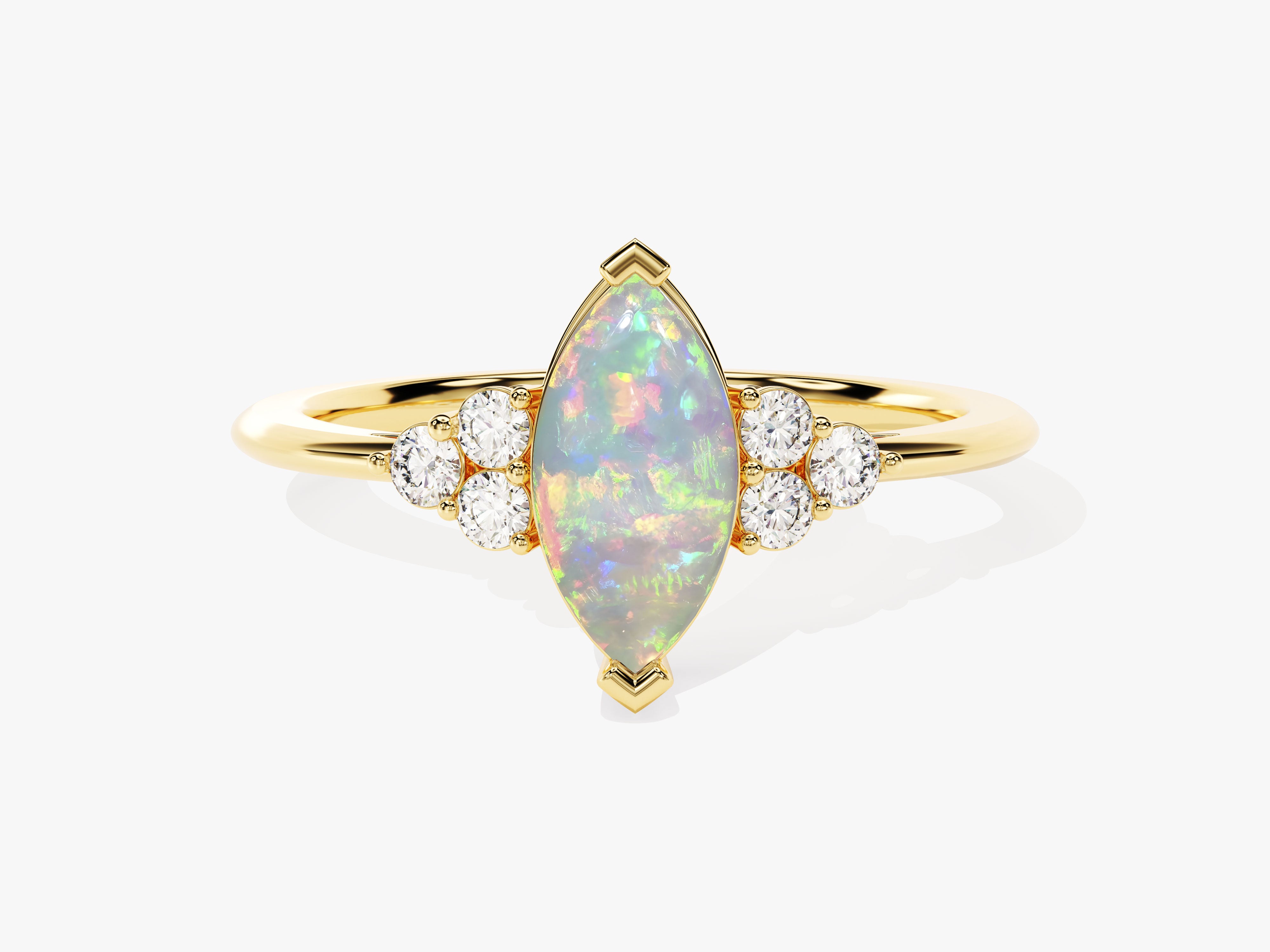 Marquise opal and diamond gold ring for jewelry lovers
