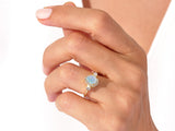 Pear Halo Opal Engagement Ring with Moissanite Sidestones