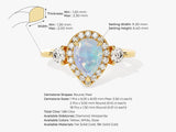 Pear Halo Opal Engagement Ring with Moissanite Sidestones
