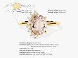 Oval Cut Peach Morganite Engagement Ring with Round Moissanites