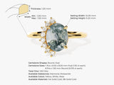 Oval Moss Agate Engagement Ring with Round Moissanite Sidestones