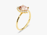 Oval Cut Peach Morganite Engagement Ring with Round Moissanites