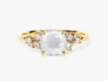 Round Moonstone Engagement Ring with Moissanite Cluster