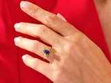 Pear Blue Sandstone Engagement Ring with Moissanite Cluster
